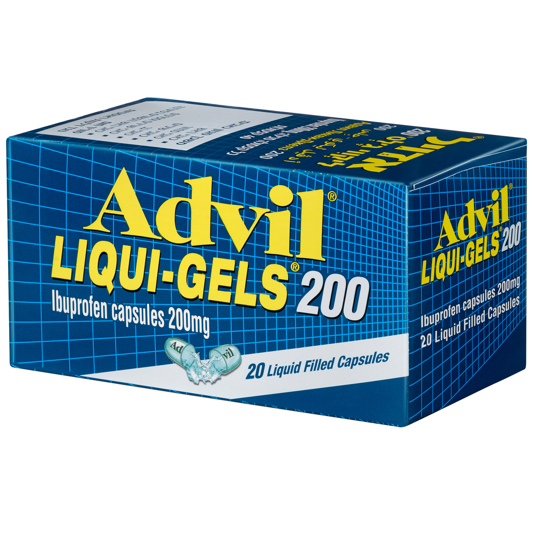 אדויל ליקווי ג'לס, 20 כמוסות ג'ל - Advil LIQUI-GELS (Ibuprofen 200mg)
