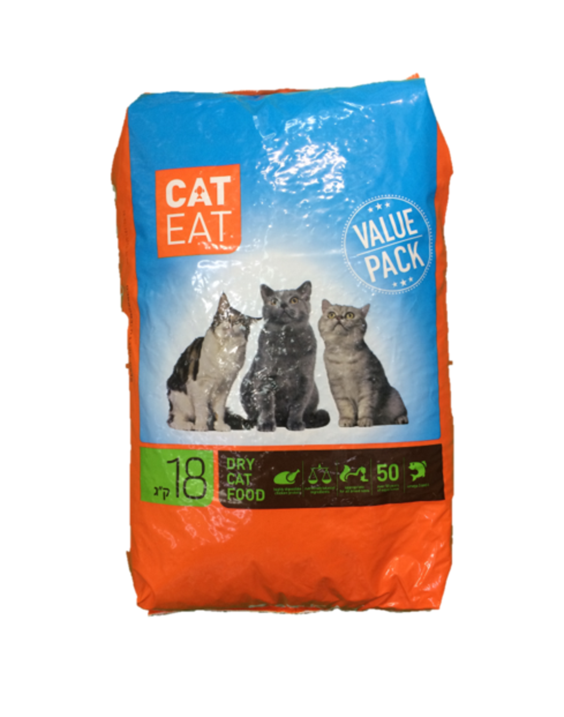 CAT EAT קט איט מזון יבש לחתולים מתאים לחתולי רחוב 18 ק