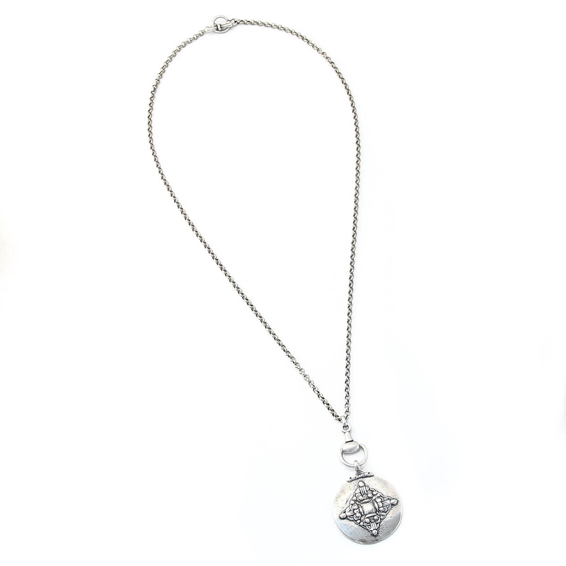 שרשרת מטבע טיבטי - כסף מושחר 