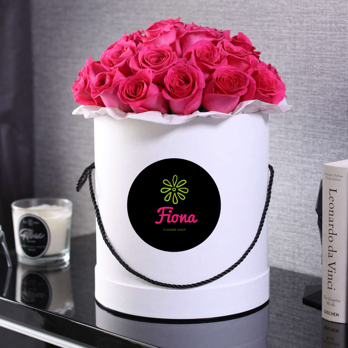 קופסת ורדים בצבע ורוד פוקסיה