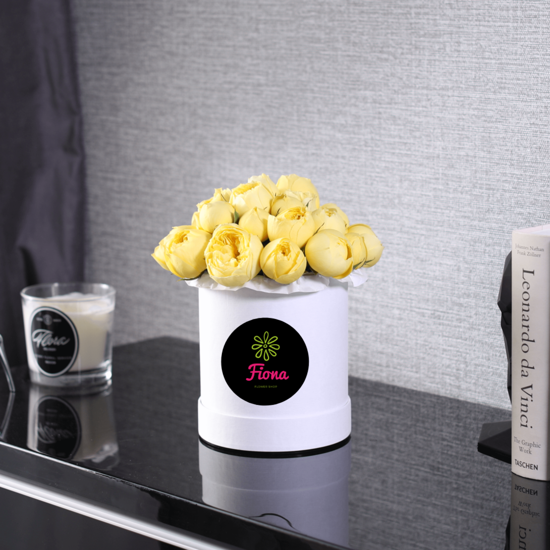 קופסת ורד אנגלי צהוב