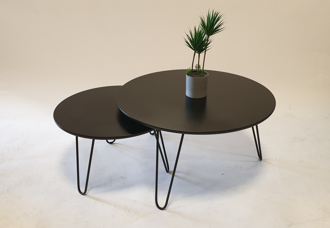 סט שולחנות עגולים לסלון רגלי סיכה