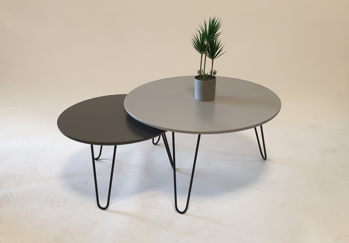 סט שולחנות עגולים לסלון רגלי סיכה