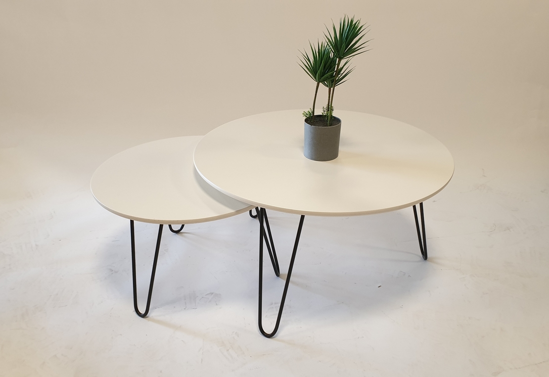 סט שולחנות עגולים לסלון רגלי סיכה