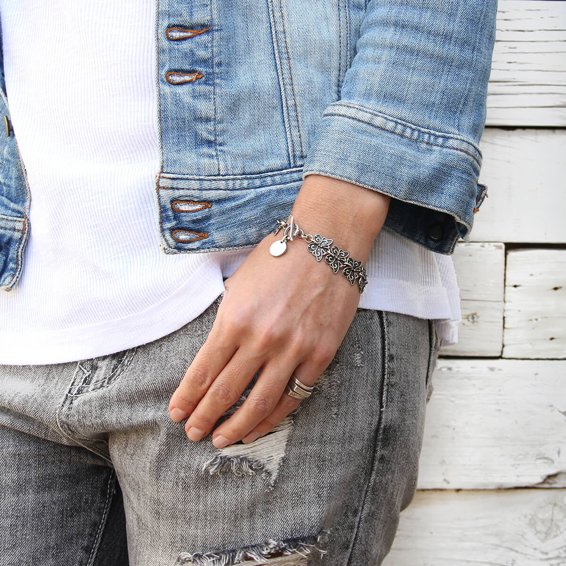 צמיד פרפרים כסוף