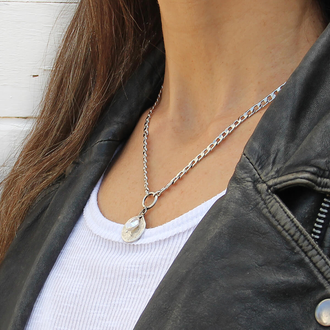 שרשרת גורמט מטבע פנינה 