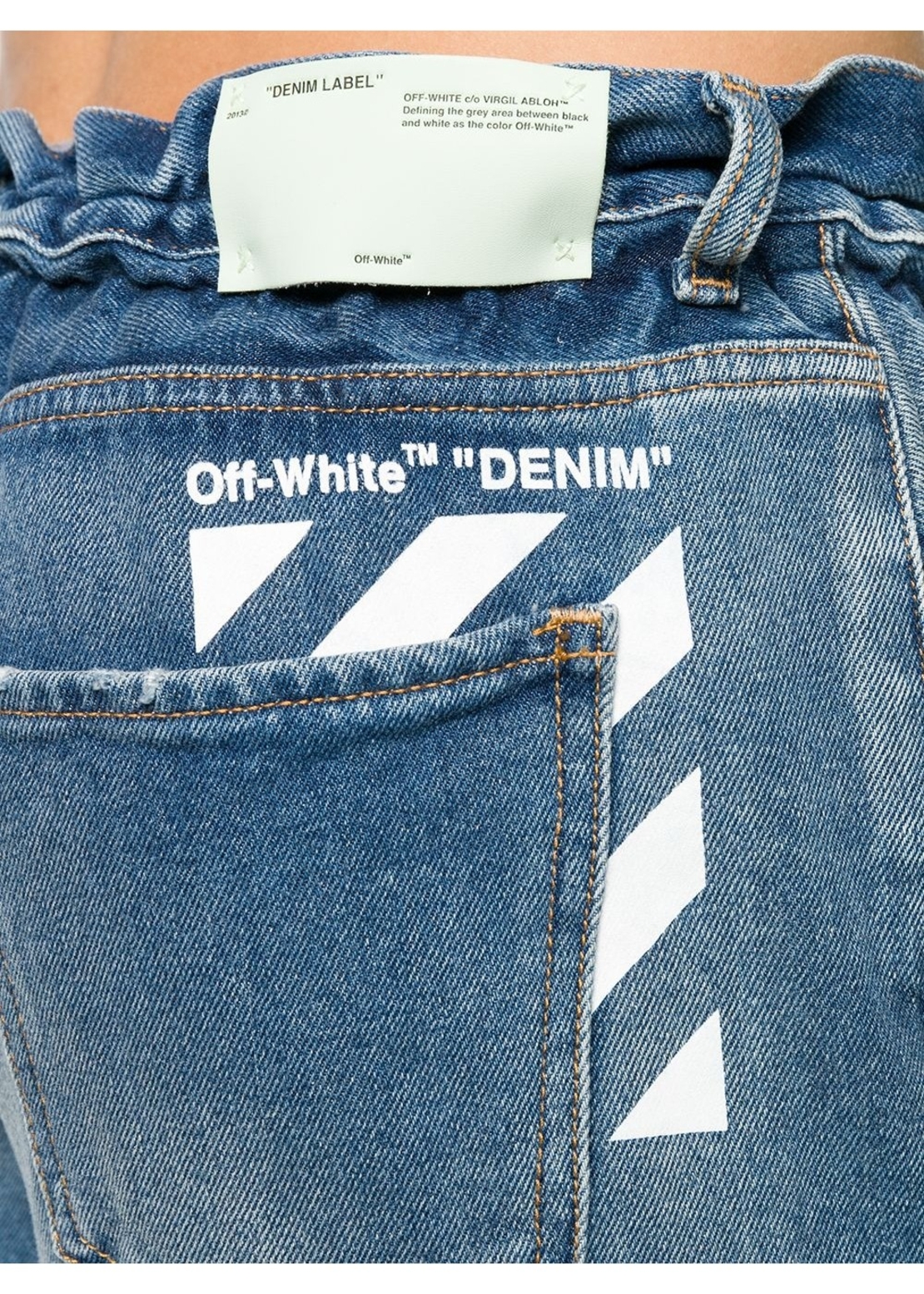 OFF-WHITE -slim low crotch medium blue jeans 