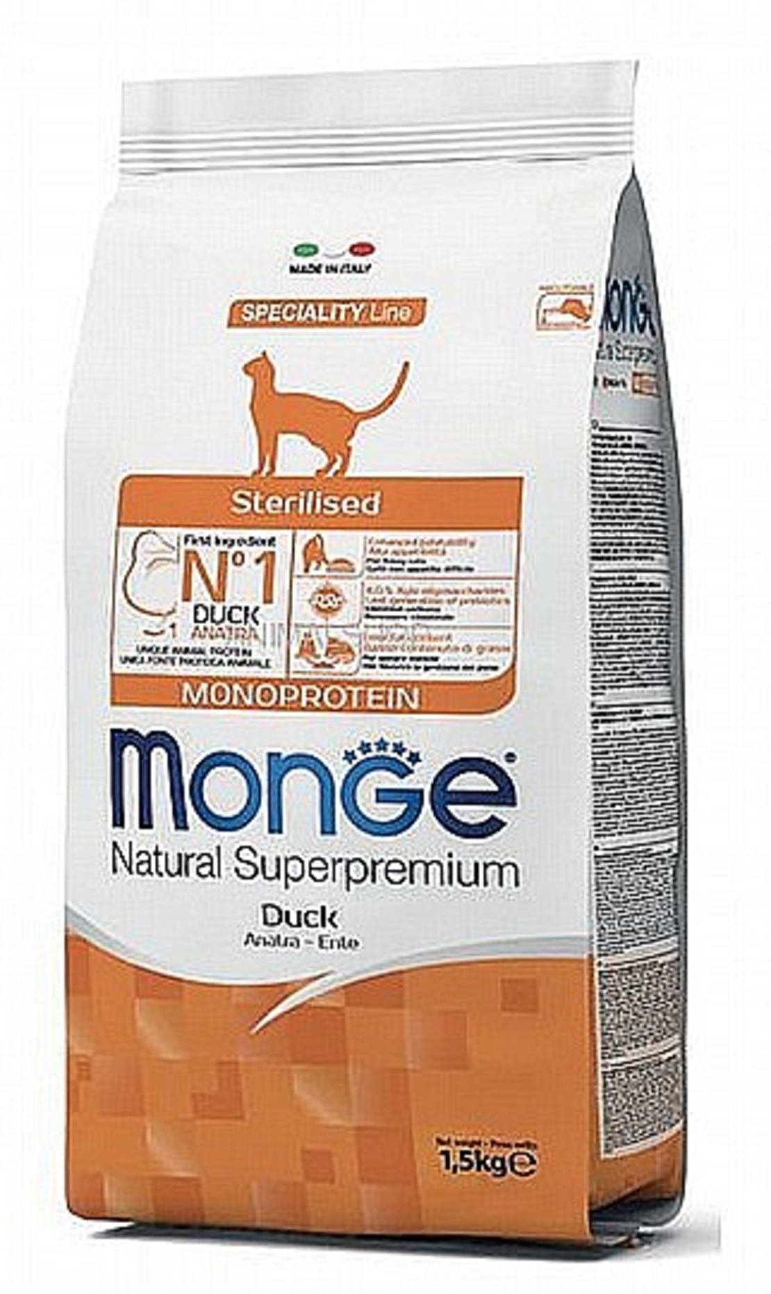 מונג' מונו סטרילייזד ברווז לחתולים 1.5 ק