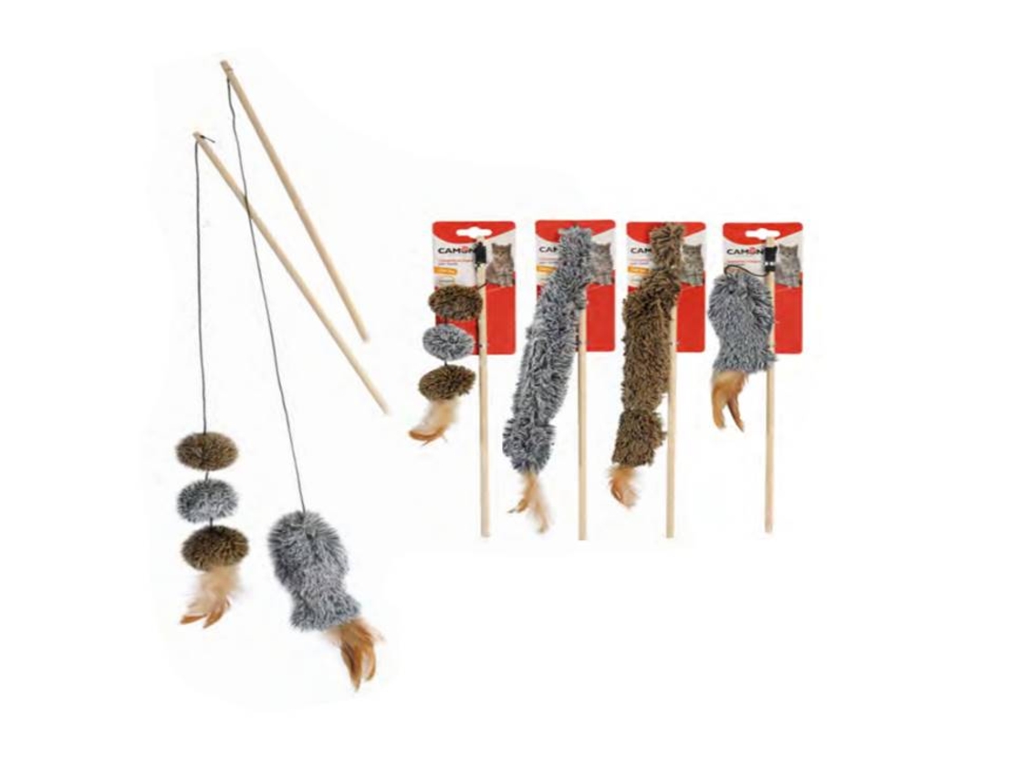 חכה לחתול עם ידית עץ