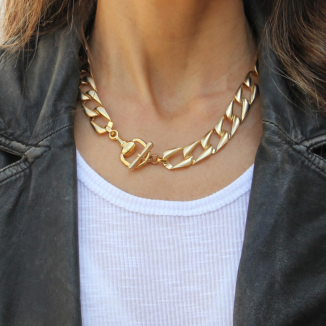 שרשרת גורמט שטוח - זהובה (מט)