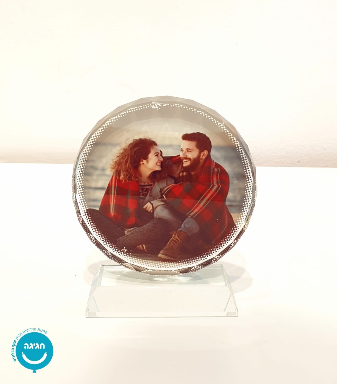 קריסטל זכוכית עגול עם תמונה