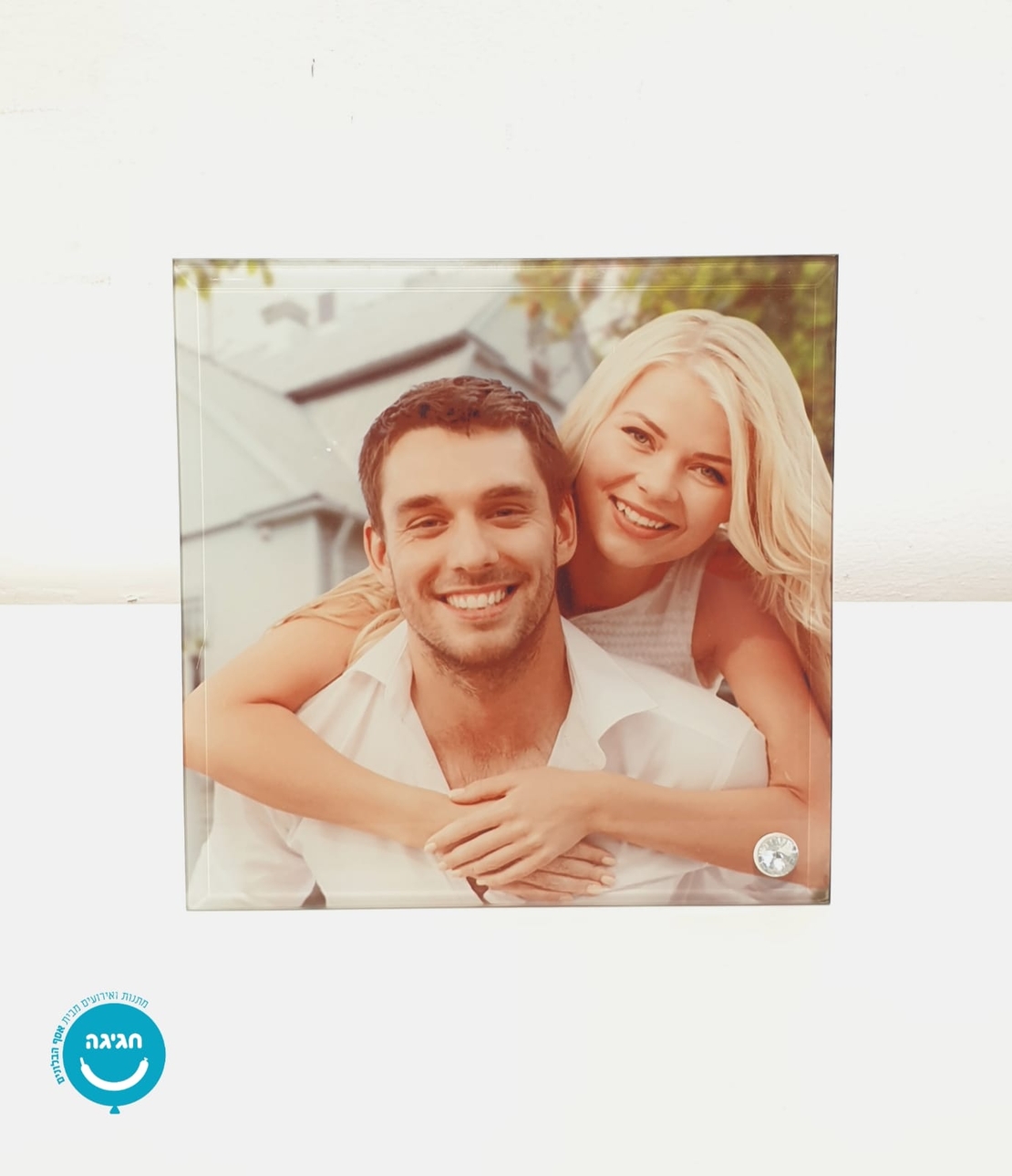 מעמד זכוכית ריבוע עם תמונה