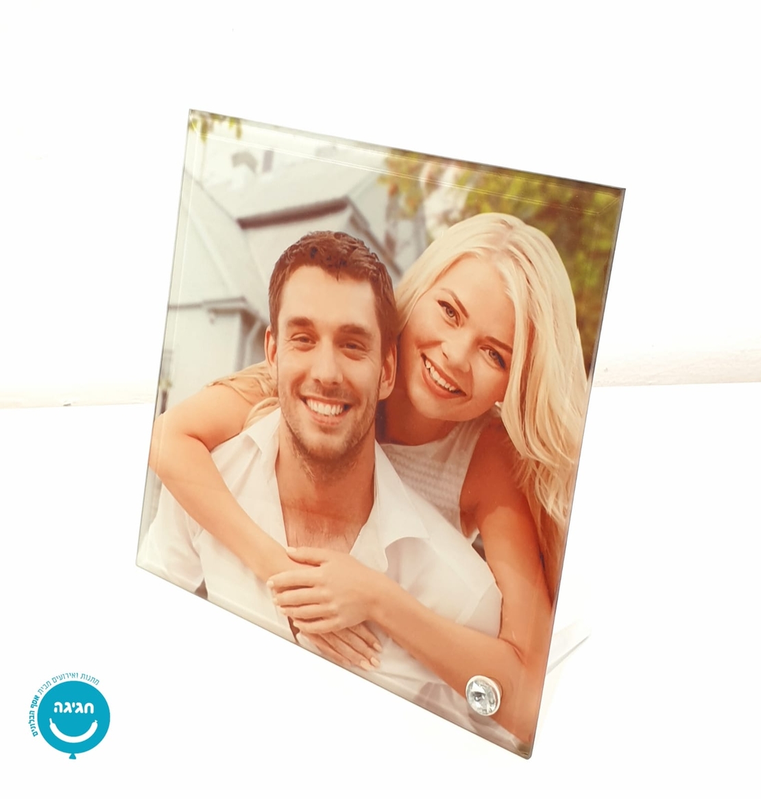 מעמד זכוכית ריבוע עם תמונה