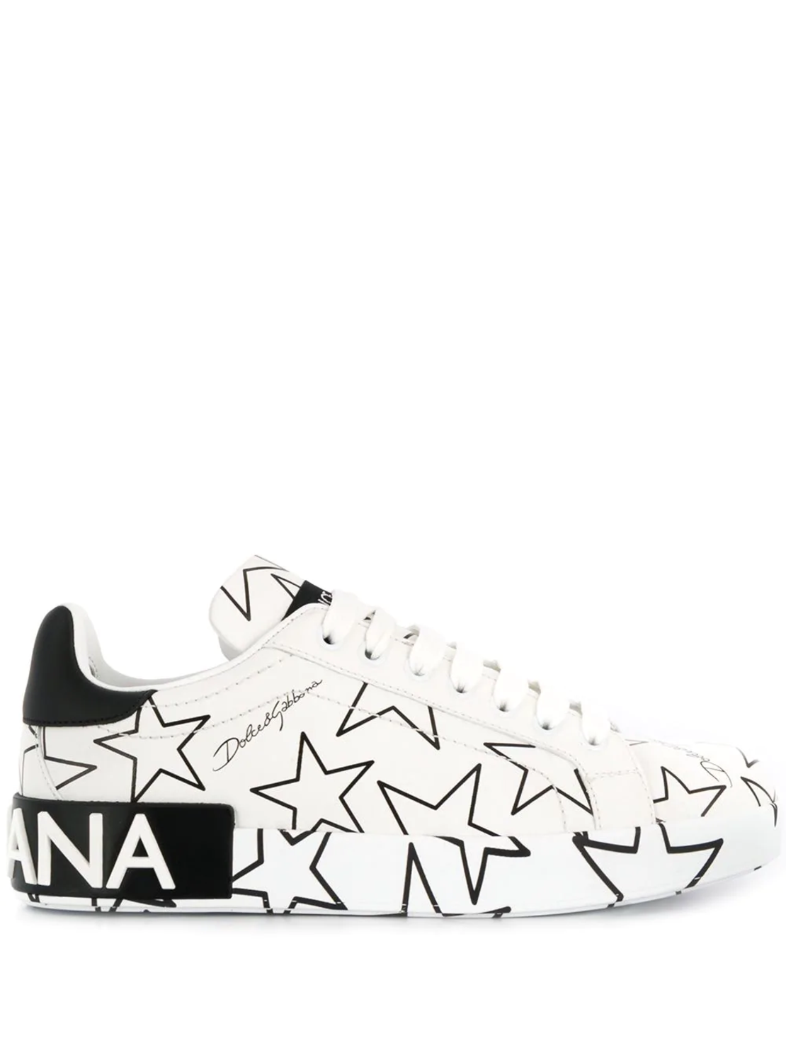 DOLCE & GABBANA - mixed star print Portofino sneakers
