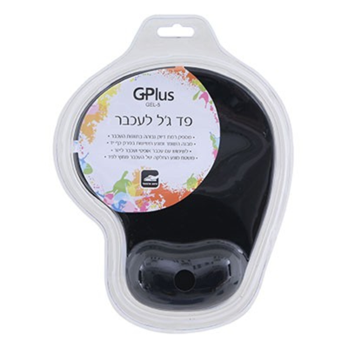 פד ג'ל שחור לעכבר בעיצוב אגרונומי GPlus GEL-5 BLACK