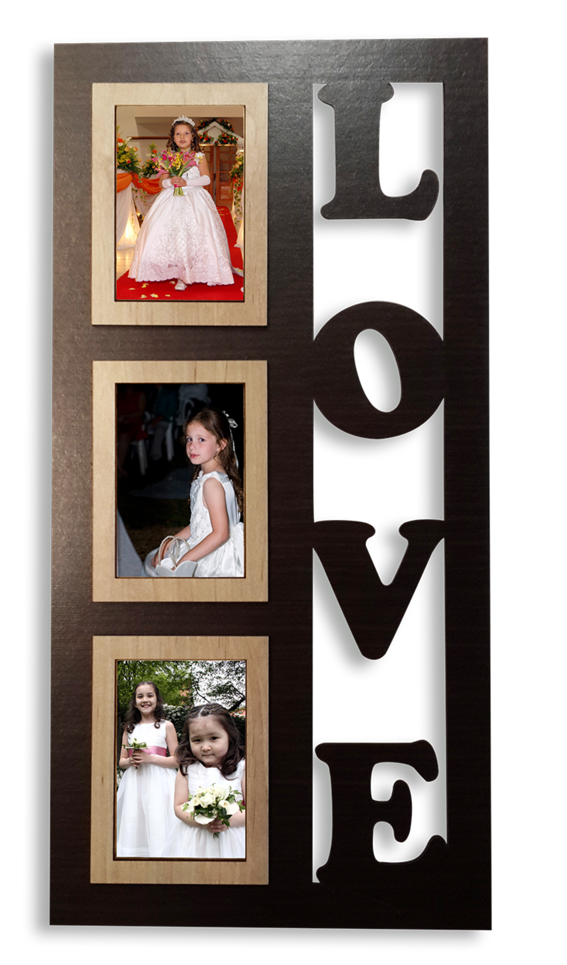 מסגרת שלוש תמונות בכיתוב LOVE