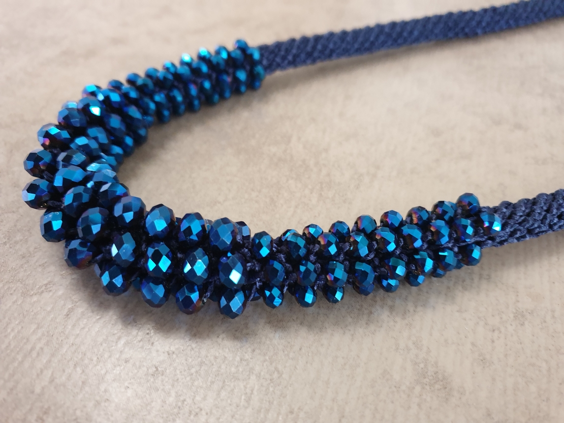 Royal Blue and Crystal Beads Necklace - Ilana