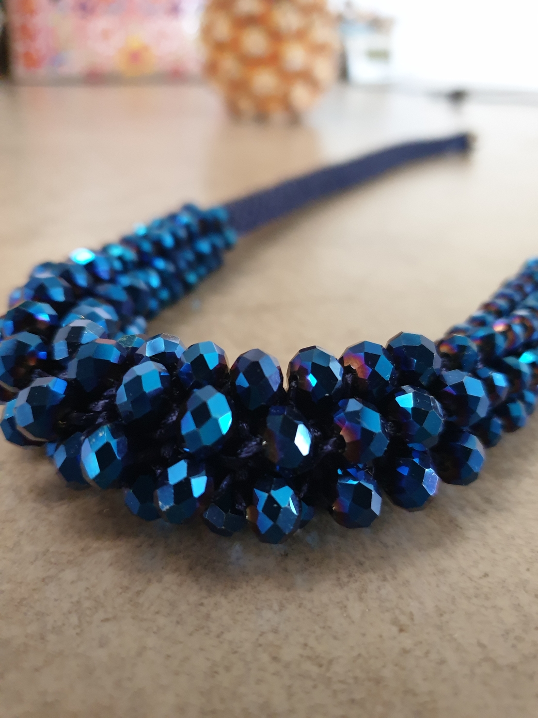 Royal Blue and Crystal Beads Necklace - Ilana