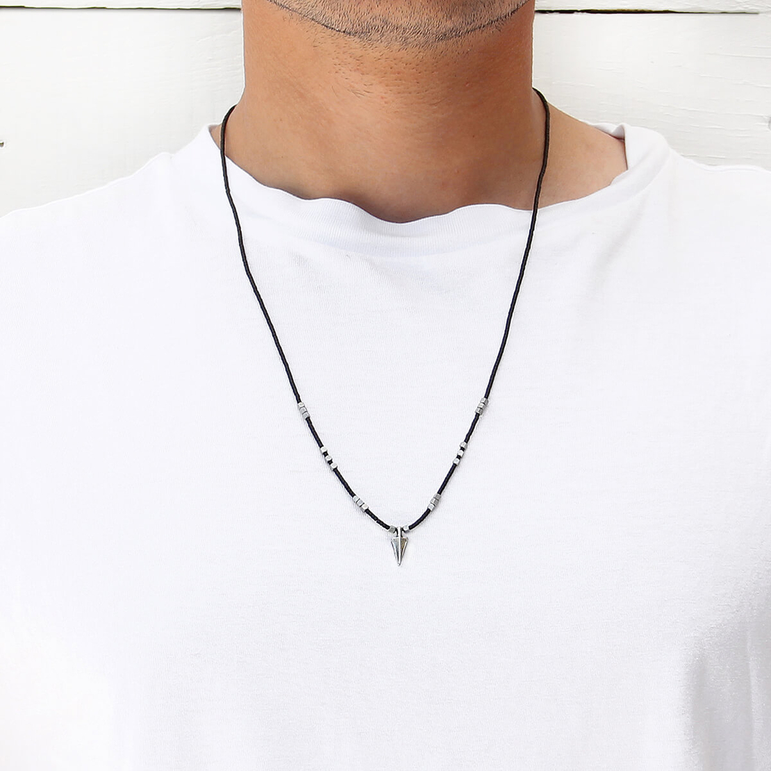 שרשרת רוקי גברים - שחור כסף 