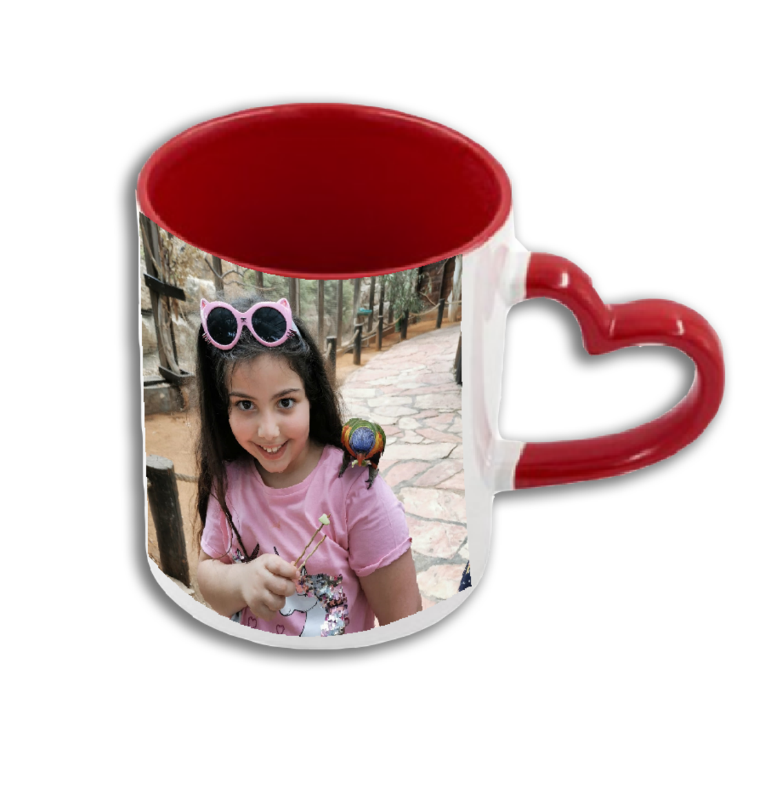 ספל ידית לב אדום