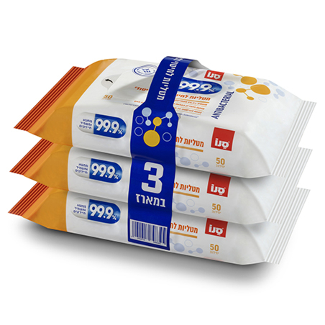 סנו 99.9% מטליות לחות לחיטוי ולניקוי יסודי,466 גרם