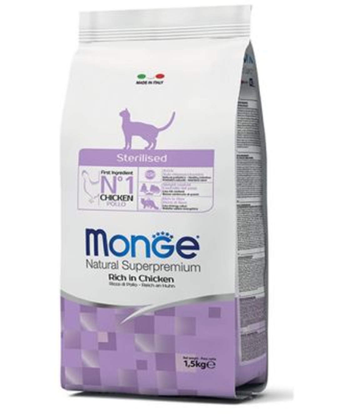 MONGE מונגי מזון יבש לחתולים סטרילייז מסורסים / מעוקרות 10 ק״ג 