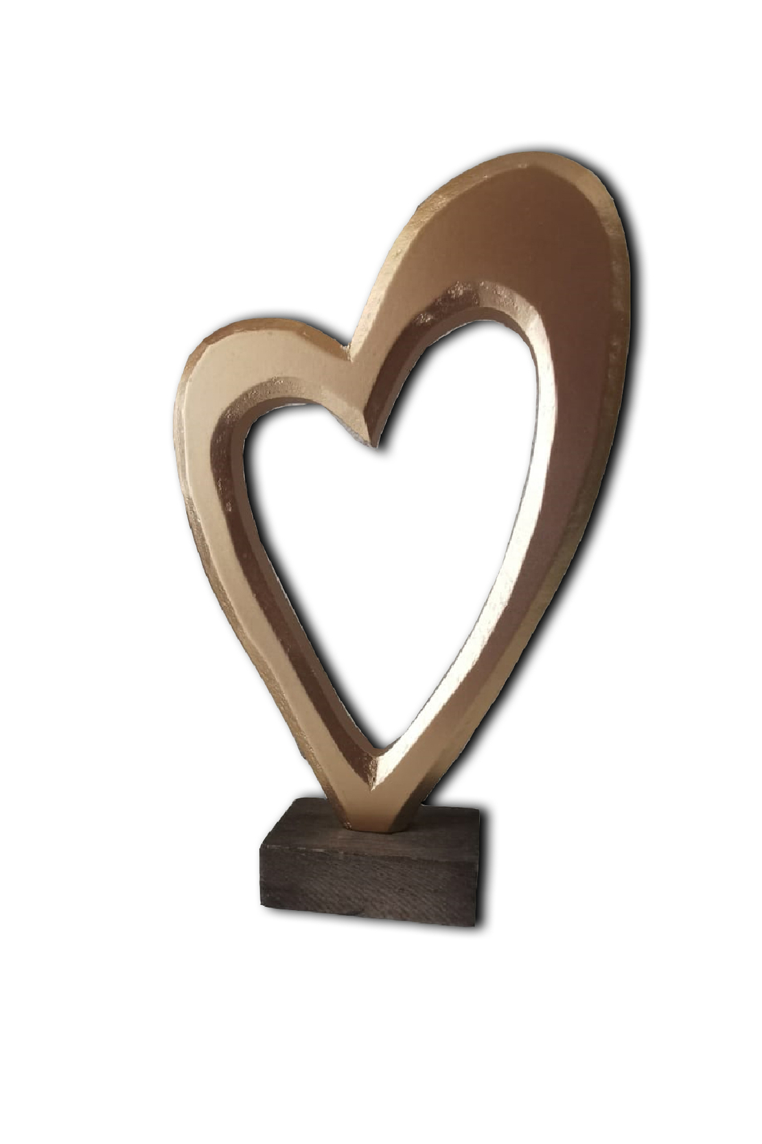 לב עץ מוזהב גדול