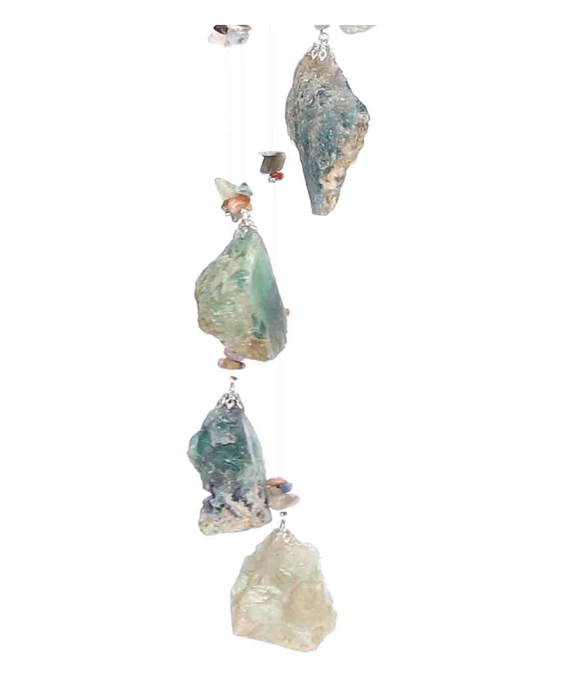 מובייל ספירלה משולב אבני פלורייט גולמי 6 זרועות 45 ס