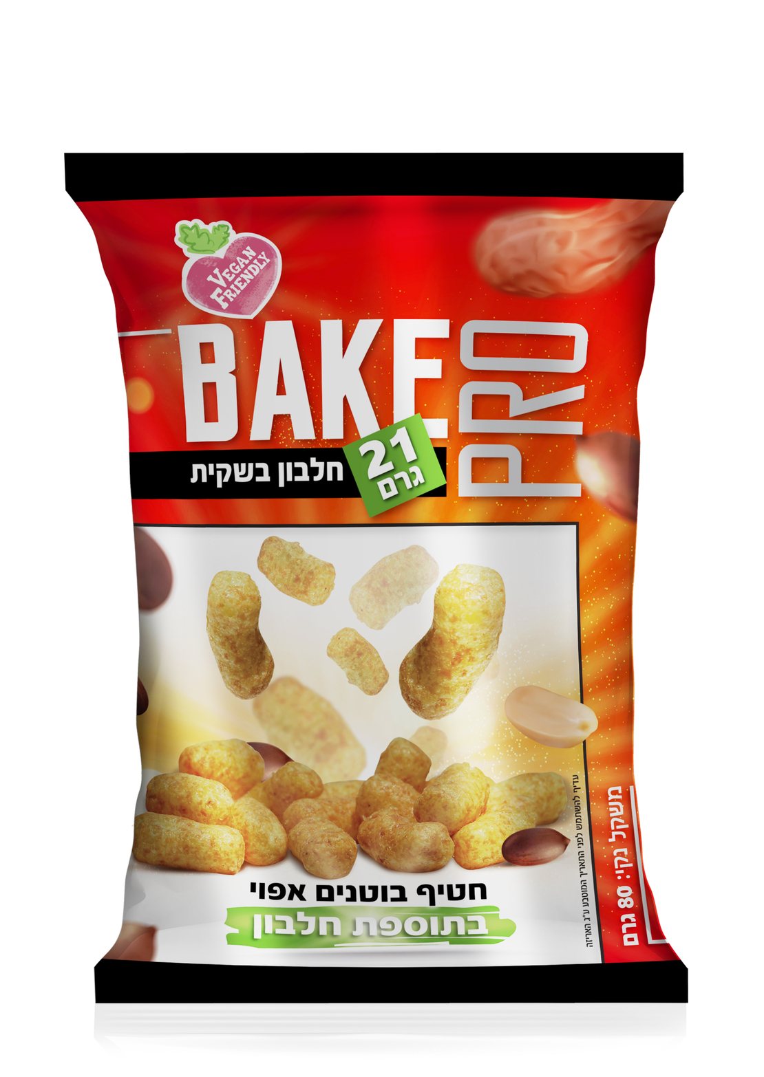 חטיף  מועשר בחלבון בטעם חמאת בוטנים, 80 גרם.