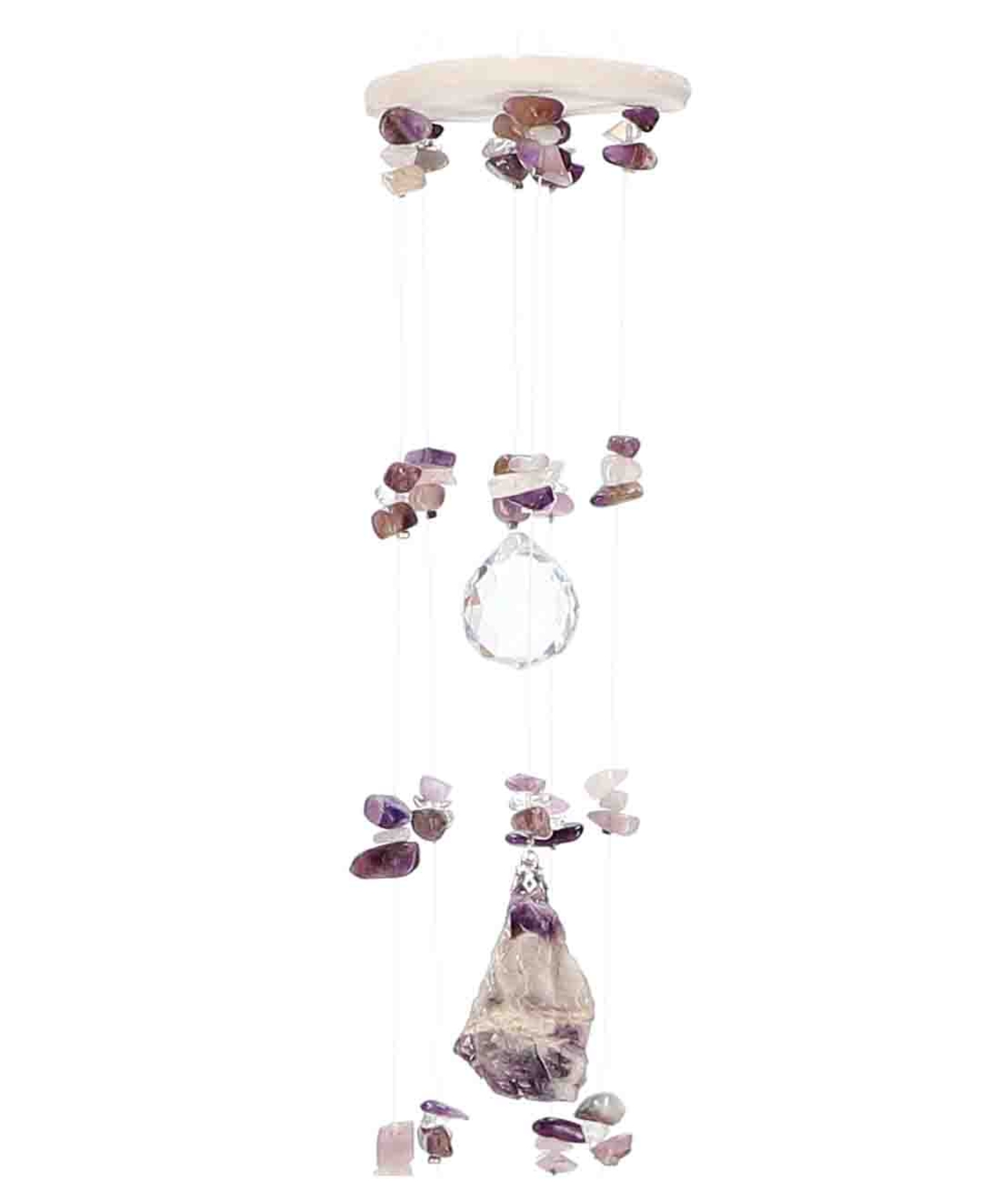 מובייל ספירלה משולב אבני אמטיסט שברון גולמי 6 זרועות 45 ס