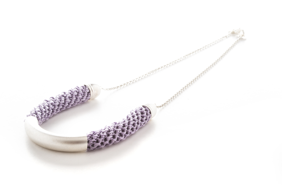  Pink / silver bat-sheva necklace