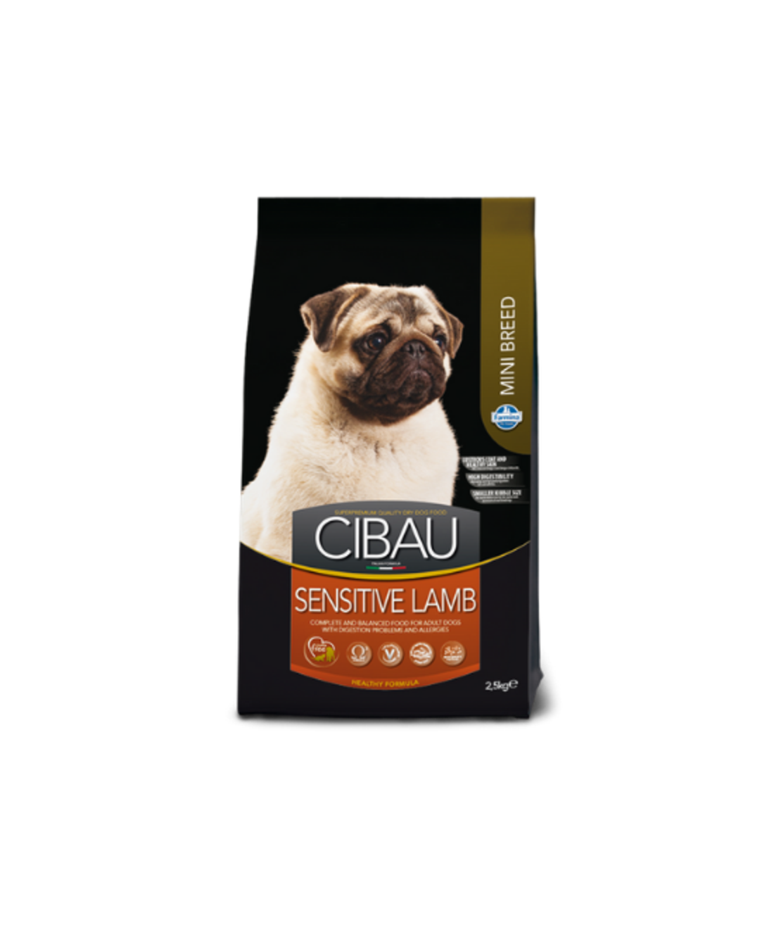 CIBAU סיבאו סנסטיב כבש מזון יבש לכלבים רגישים מגזע קטן 2.5 ק