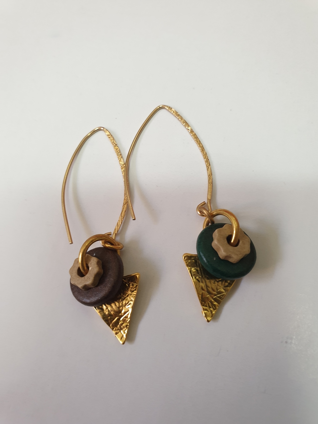 עגיל ערבה | עגיל דיסקיות & משולש זהב