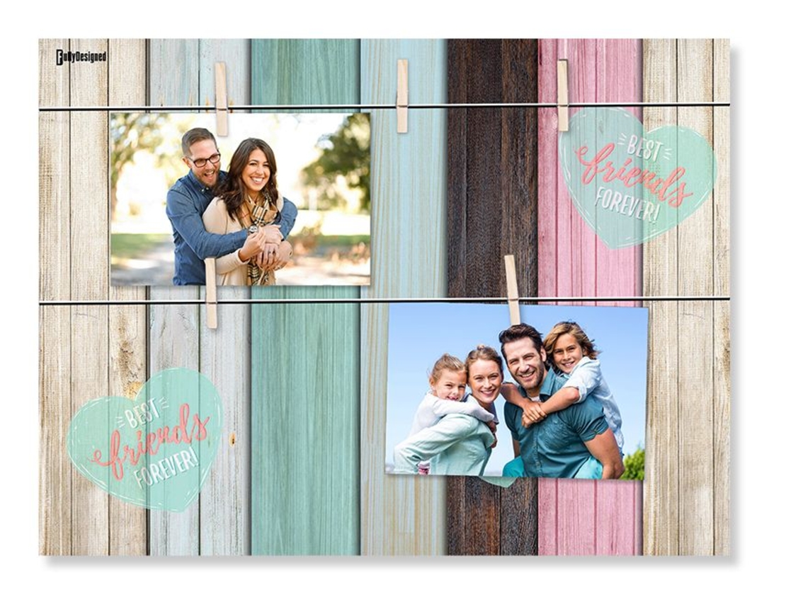 מסגרת לוח אטבים - לבבות ועץ