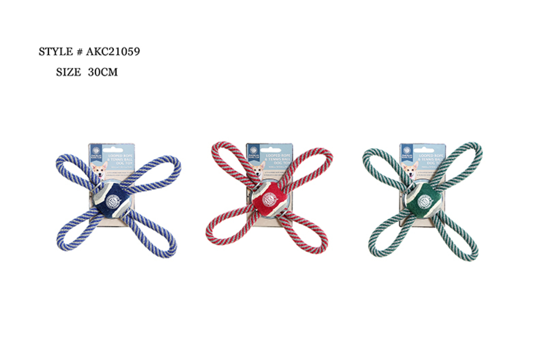 צעצוע לכלב - חבל משולב כדור טניס