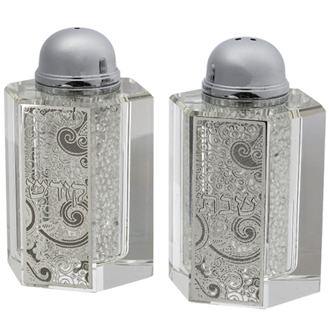 סט מלח פלפל מקריסטל עם פלקטה חיתוך לייזר 