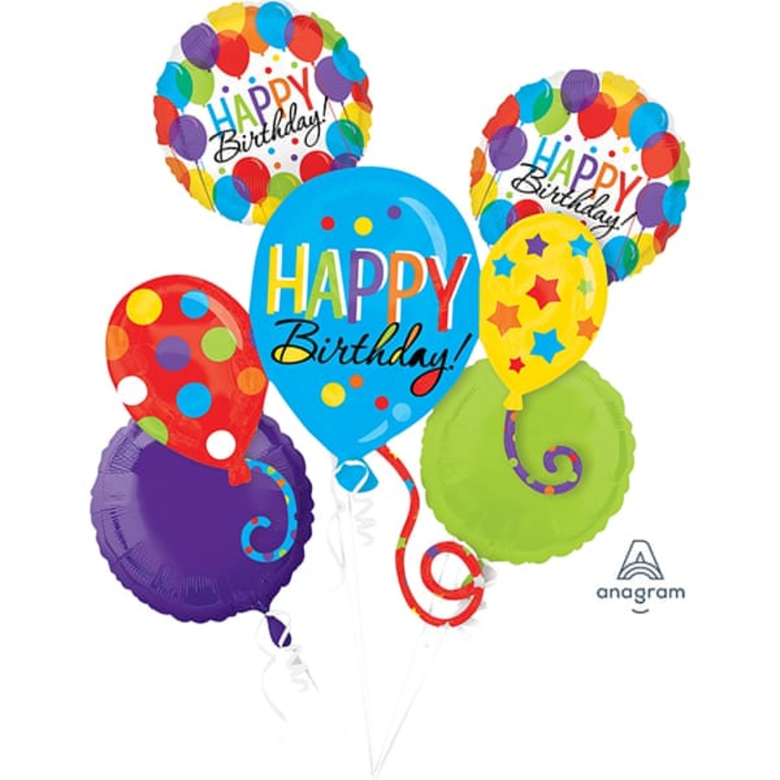 זר בלונים HAPPY BIRTHDAY צבעוני