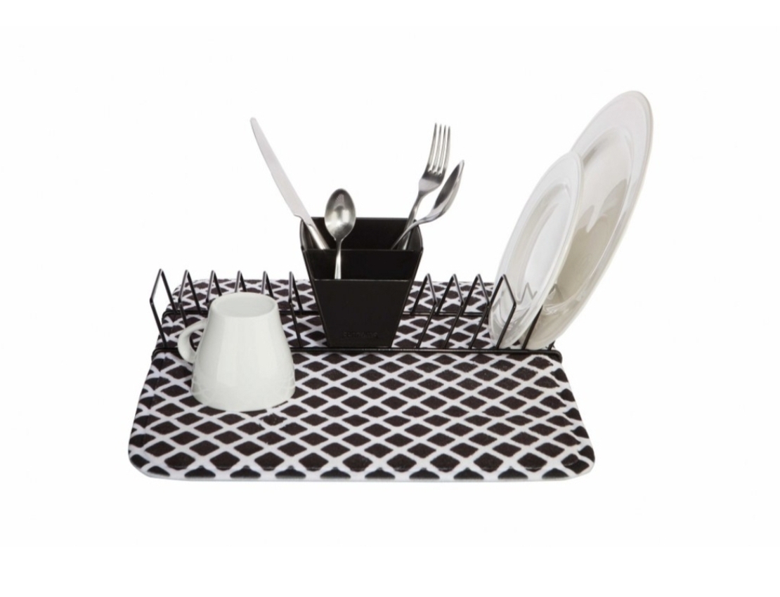 משטח ייבוש כלים משולב שחור