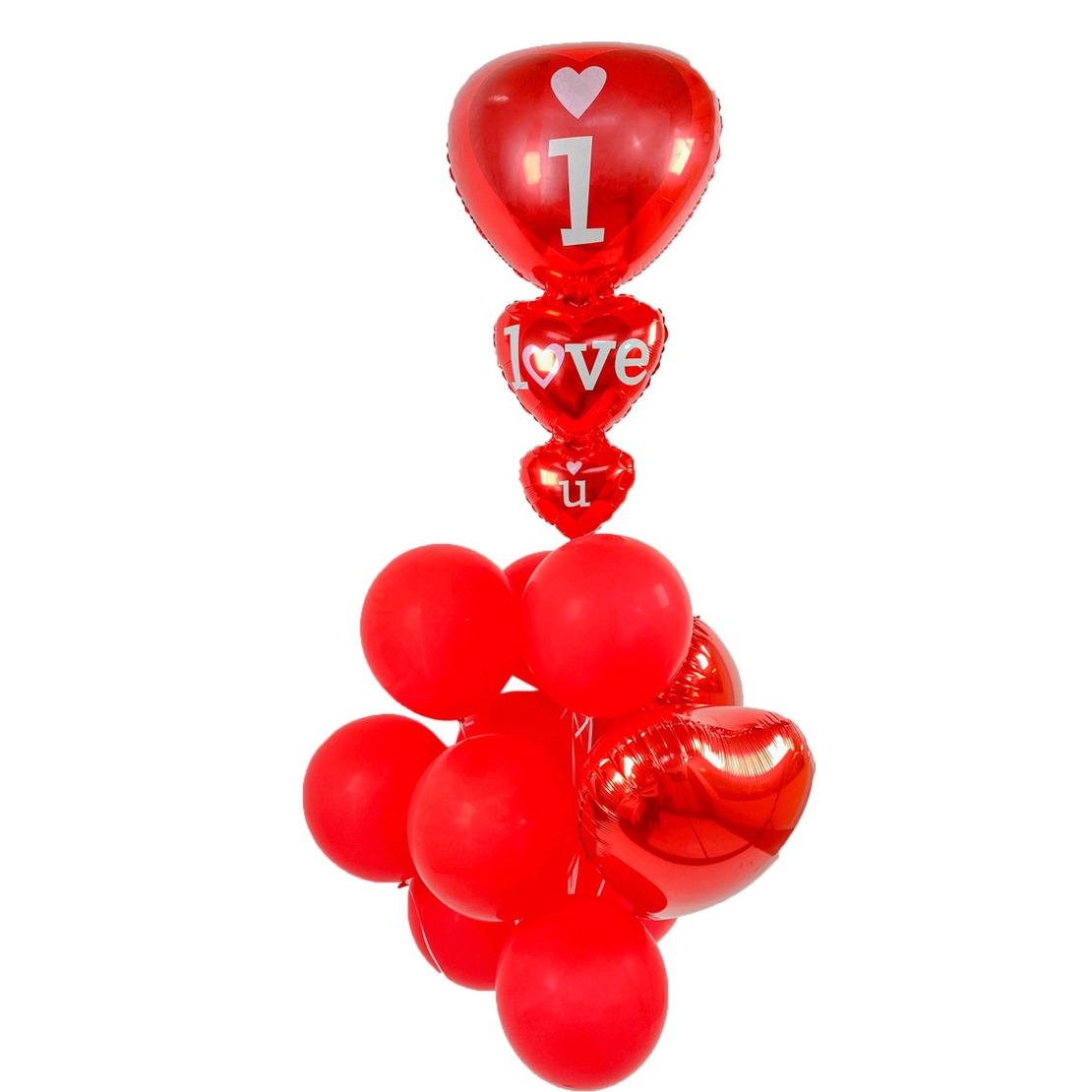 זר בלונים אדום I LOVE YOU