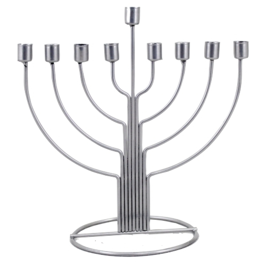 חנוכיית פח חצי עגול כסף 33 ס