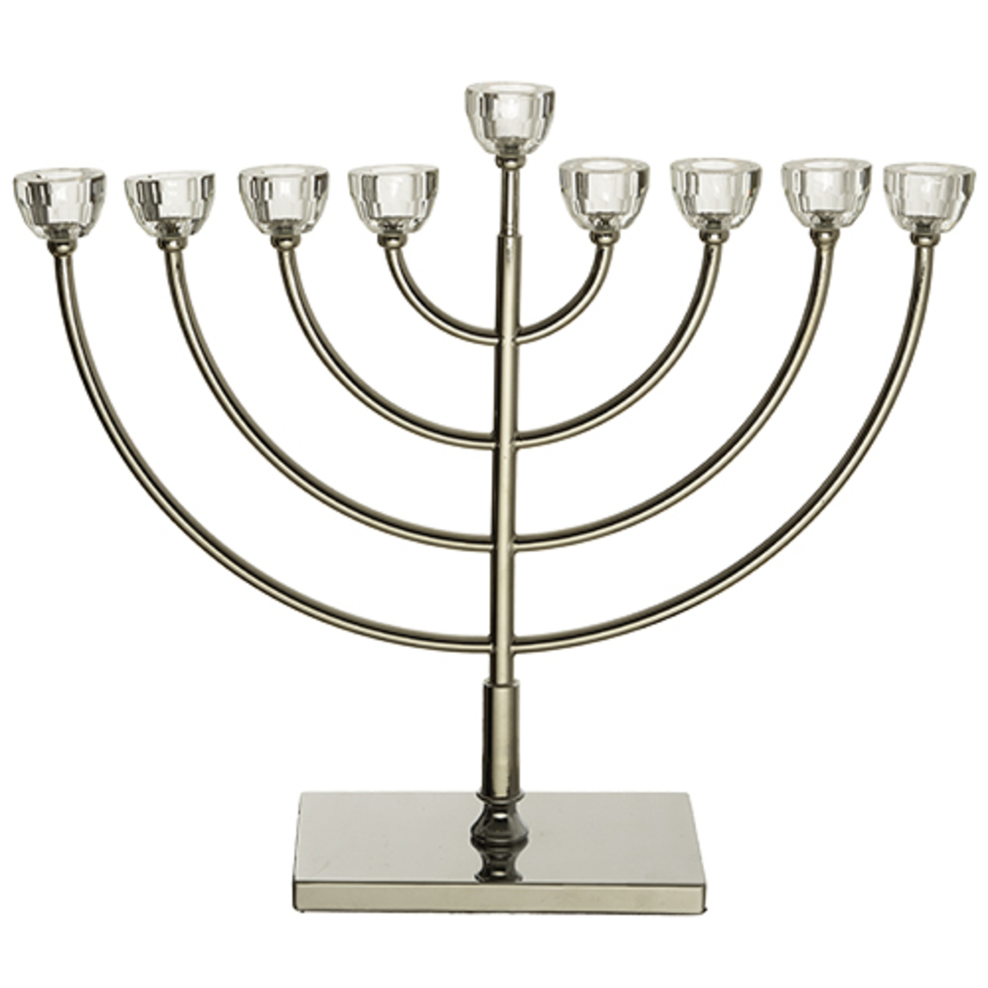 חנוכיית מתכת עם ראשי קריסטל גימור זהב 40 ס