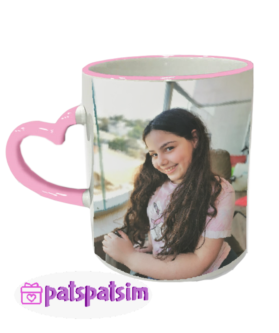 ספל ידית לב ורוד