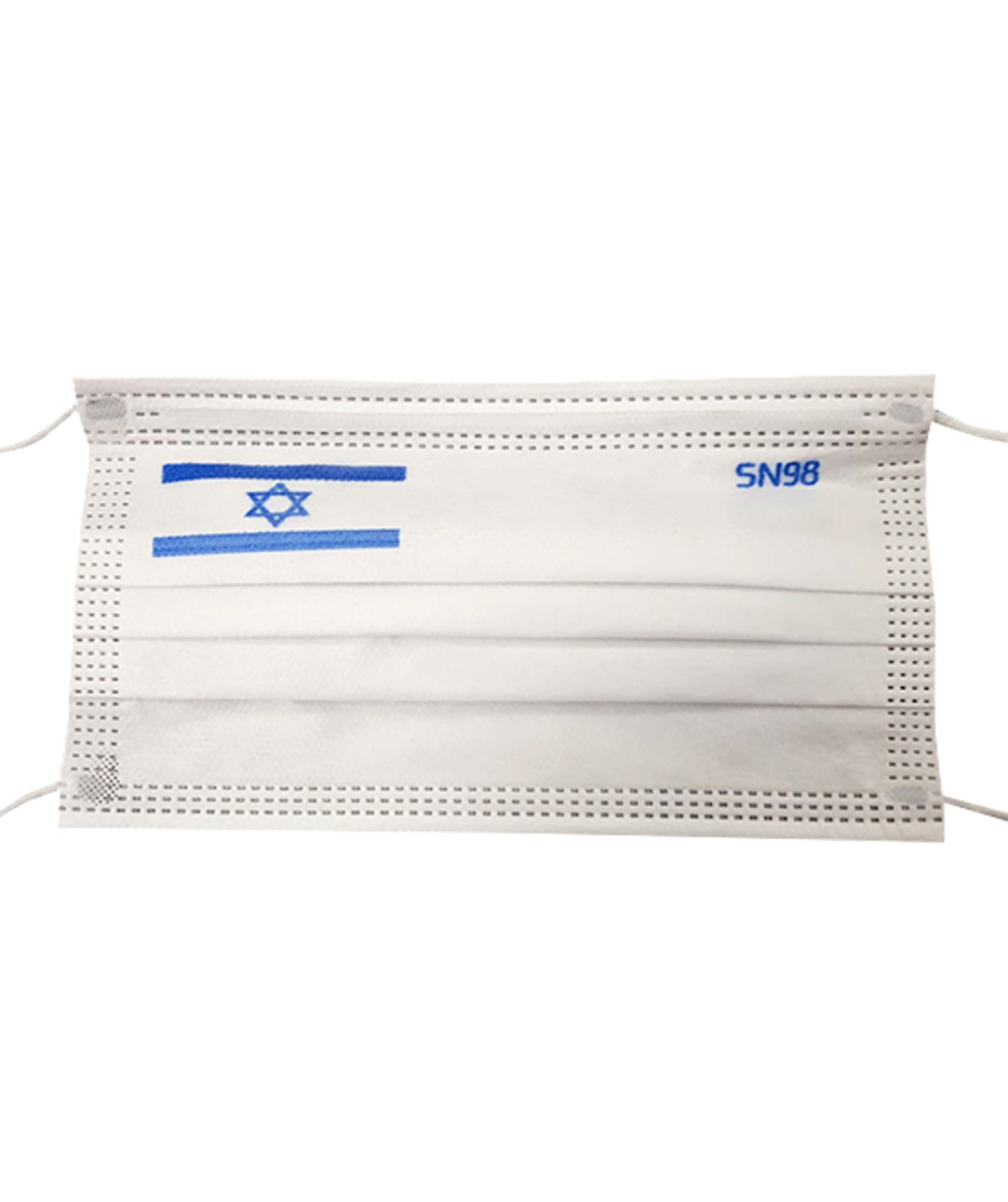 מסיכות כירורגיות עם דגל ישראל רמת סינון והגנה של 98% מבד היפואלרגני תוצרת הארץ (50 יח')