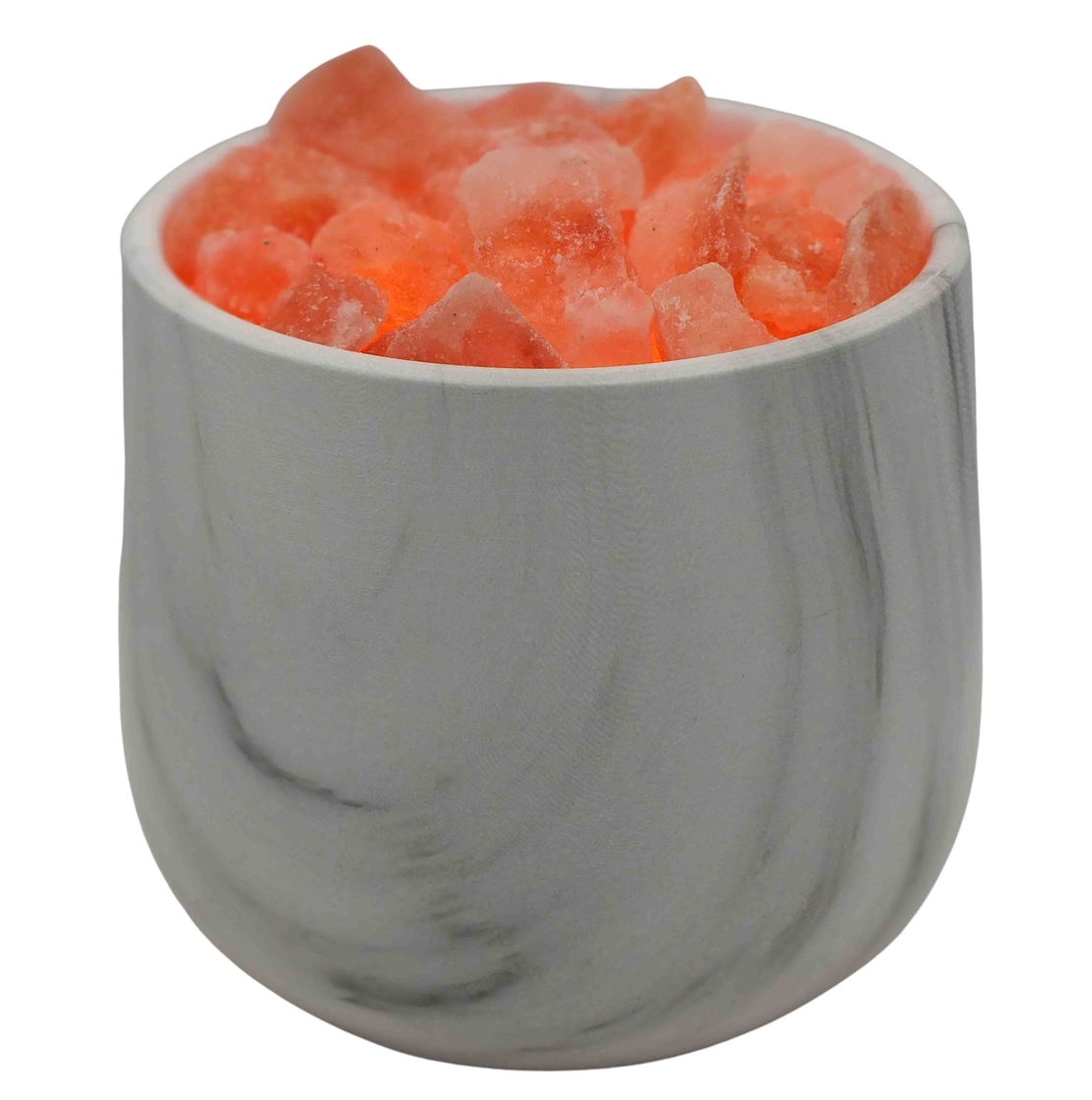 מנורת גביש מלח הימלאיה בקערת דמוית שיש