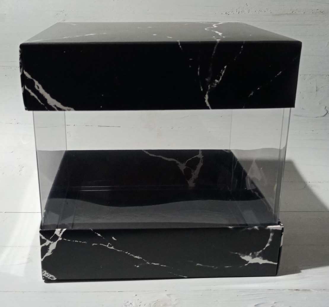 אריזה בסיס שחור משויש שרוול שקוף 20*20 גובה 19 - 10 יחידות 