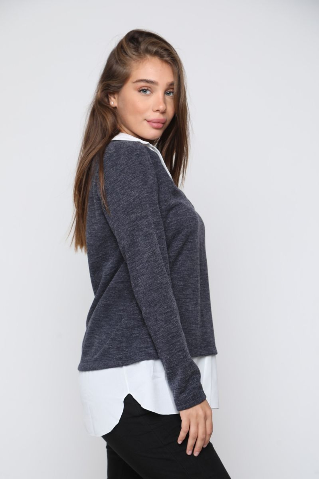 סריג צווארון שילוב קרפ