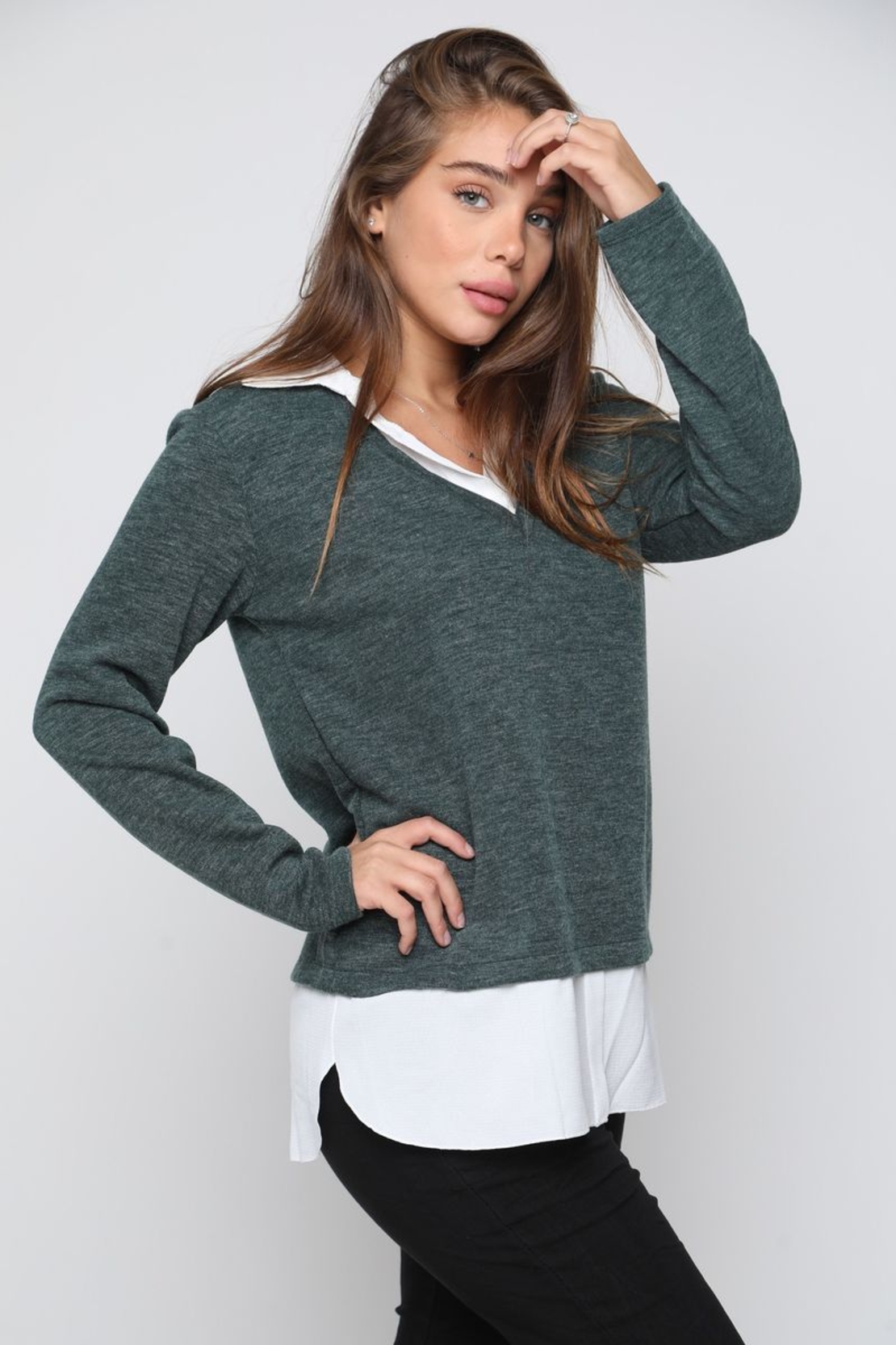 סריג צווארון שילוב קרפ