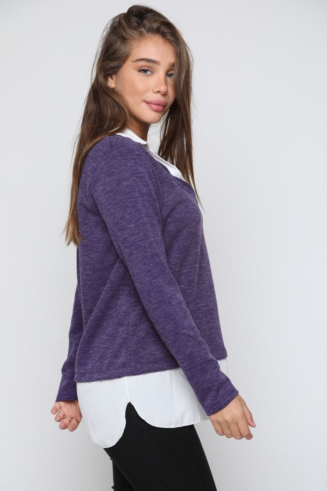 סריג צווארון שילוב קרפ