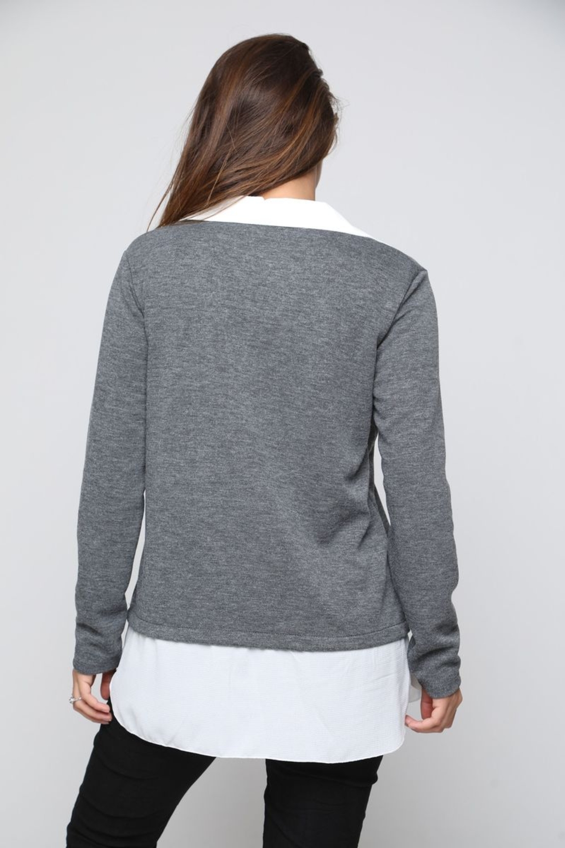 סריג צווארון שילוב קרפ