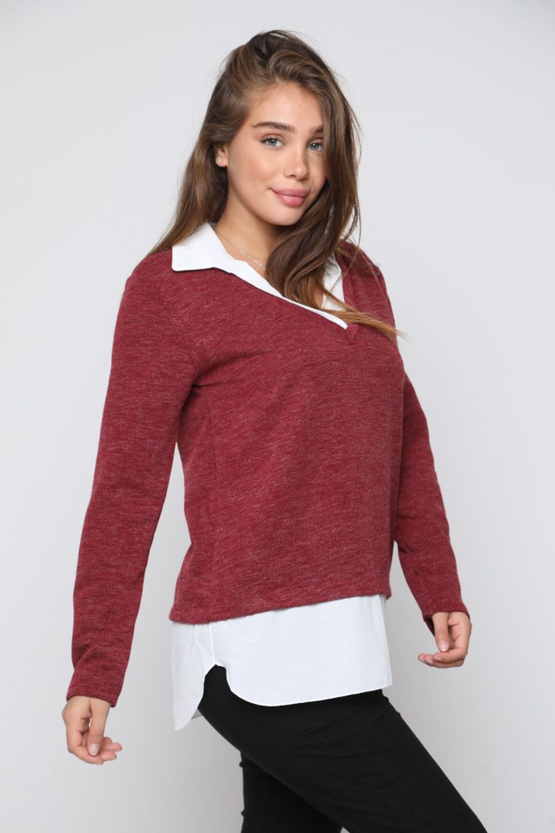 סריג צווארון שילוב קרפ